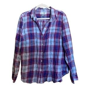 Old Navy Womens Size XL Multicolor Plaid Shirt Cotton Long Sleeve Blouse